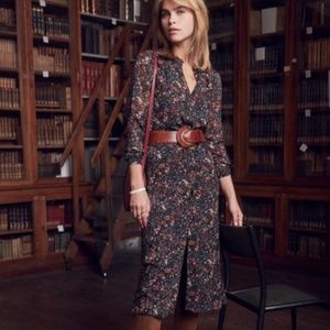 Sézane -- NWT 'Clemence' Black & Floral Midi Dress